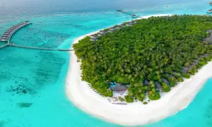 Traumhafte Insel mit tropischer Vegetation, weißen Sandstränden und Overwater-Bungalows. Robinson Noonu lädt zum Entspannen ein.