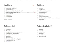 Packliste für Griechenland: Strandutensilien, Kleidung, Toilettenartikel & Elektronik. Perfekt für sonnige Tage!