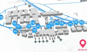 Übersichtskarte des Stuttgarter Flughafens mit Parkplätzen P0-P26. Hier finden Sie Ihre Stuttgart Flughafen P14 Erfahrungen.