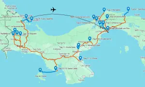 Reiseroute für einen Panama Urlaub: Von Bocas del Toro über David und Boquete bis nach Panama City und Isla de Coiba.