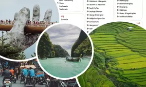 Packliste Vietnam: Goldene Brücke, Reisterrassen, Bootsfahrt und Stadtleben. Alles für die Reise dabei!