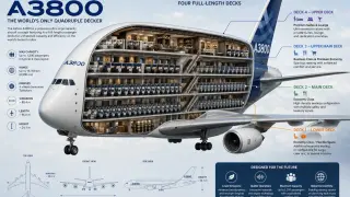 Der Airbus A3800 als Privatjet-Konzept mit vier Decks, Luxussuiten und Platz für 1.200 Passagiere.