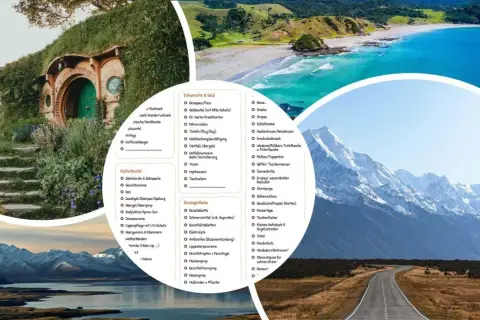 Packliste Neuseeland: Von Hobbit-Häusern über Traumstrände bis zu majestätischen Bergen – alles für deine Reise.