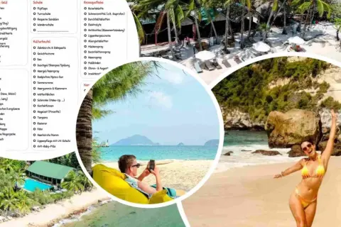 Packliste Strandurlaub: Kleidung, Schuhe, Kulturbeutel und Reiseapotheke für den perfekten Urlaub am Meer.