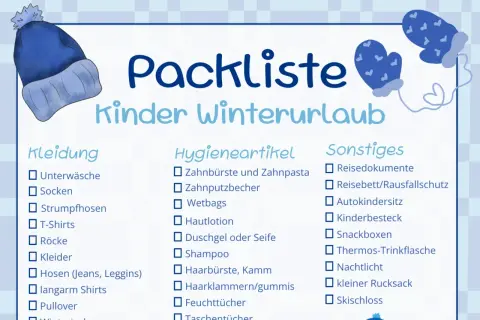 Packliste für den Kinder-Skiurlaub: Kleidung, Hygieneartikel und Sonstiges. Alles für einen tollen Winterurlaub!