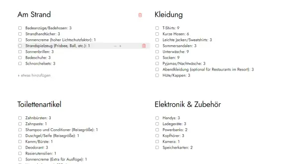Packliste für Griechenland: Strandutensilien, Kleidung, Toilettenartikel & Elektronik. Perfekt für sonnige Tage!