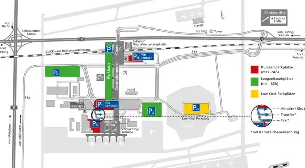 Planen Sie Ihren Besuch am Flughafen Leipzig/Halle? Hier finden Sie die Flughafen Leipzig Parken Preise und Optionen: Kurzzeit-, Langzeit- und Low Cost Parkplätze.