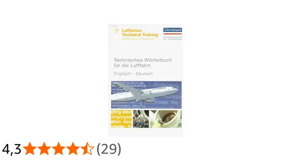 Technisches Wörterbuch für die Luftfahrt: Englisch-Deutsch. Ein Flugzeug-Bild illustriert die englischen Begriffe.
