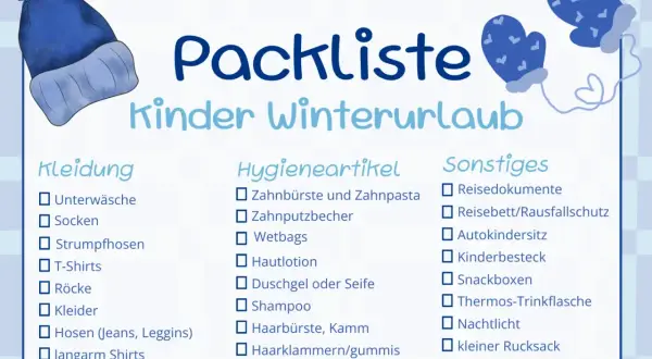 Packliste für den Kinder-Skiurlaub: Kleidung, Hygieneartikel und Sonstiges. Alles für einen tollen Winterurlaub!