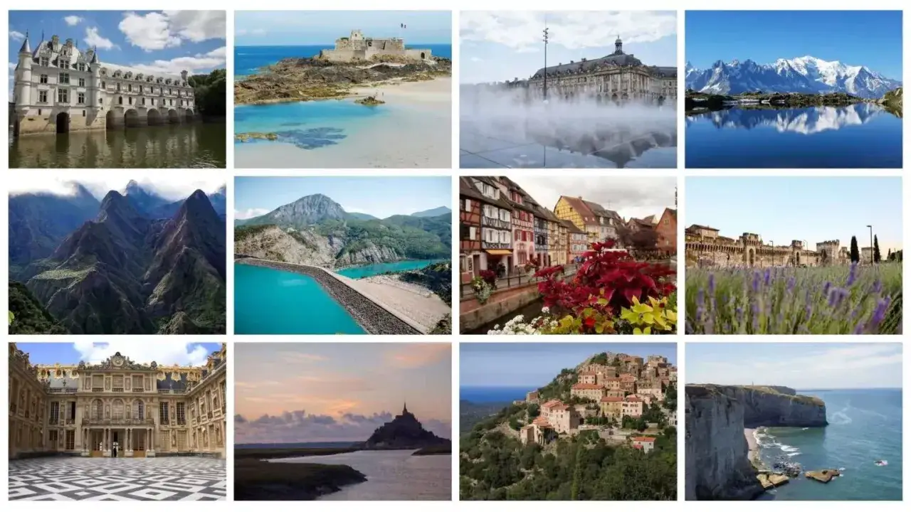 Ein Kaleidoskop von Frankreich: Schlösser, Berge, Küsten und malerische Dörfer – ideal für Ihren nächsten Urlaub in Frankreich.