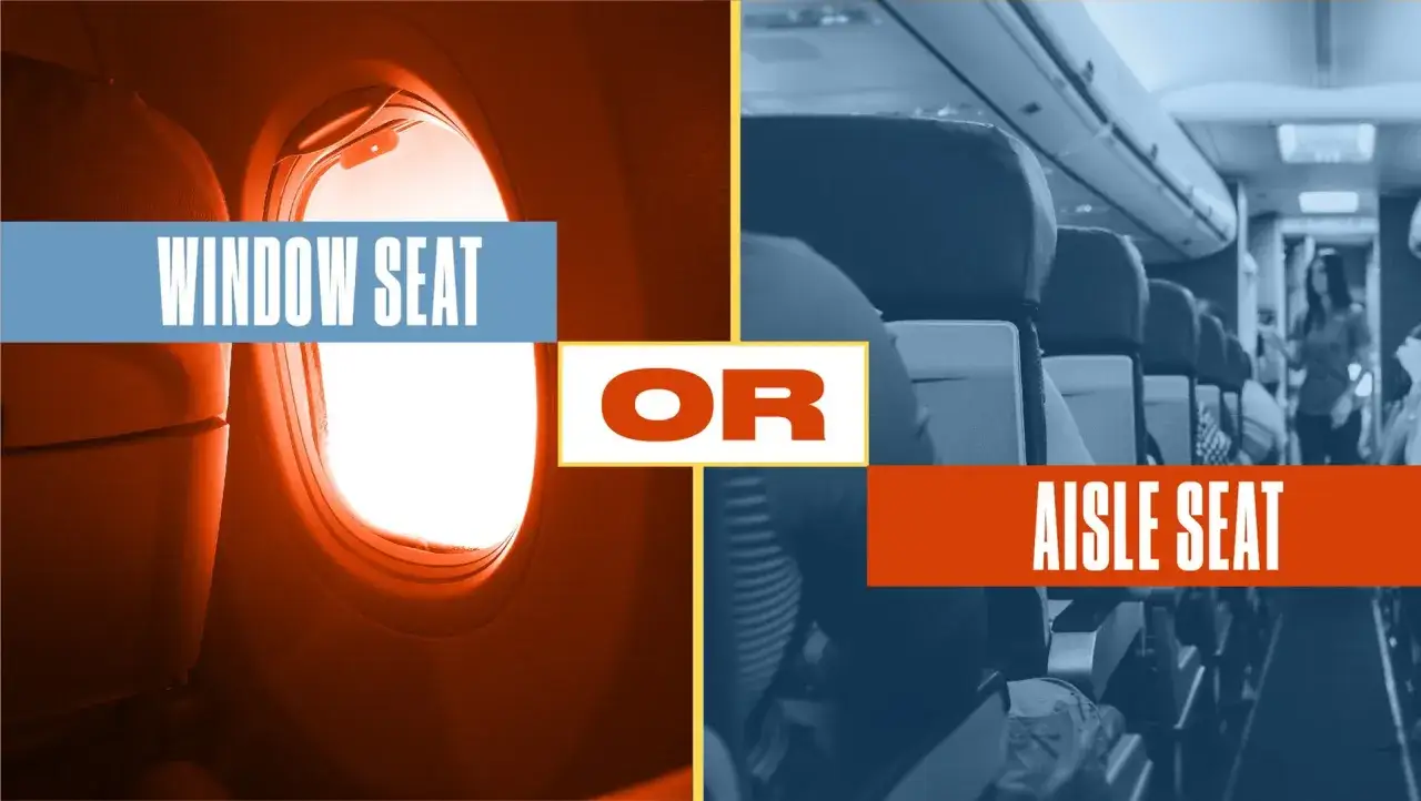Fensterplatz im Flugzeug oder Gangplatz? Die Wahl für die Reise.