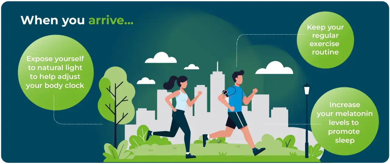 Tipps gegen Jetlag USA nach Deutschland: Tageslicht tanken, Sport treiben und Melatonin erhöhen helfen, den Körper anzupassen.