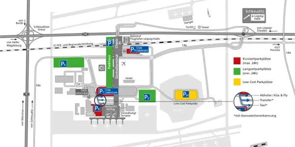 Planen Sie Ihren Besuch am Flughafen Leipzig/Halle? Hier finden Sie die Flughafen Leipzig Parken Preise und Optionen: Kurzzeit-, Langzeit- und Low Cost Parkplätze.